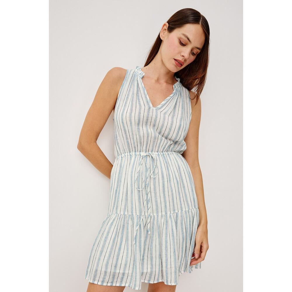 Rails Albany Dress Blue/White Tiered Cotton Lined Size XS